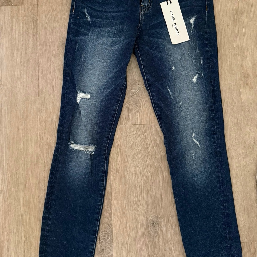 Dark Blue Distressed Jeans